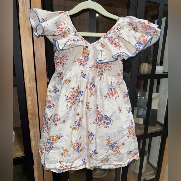 Zara Kids ruffle collar floral dress toddler girl boat neckline fit flare spring - Picture 1 of 6